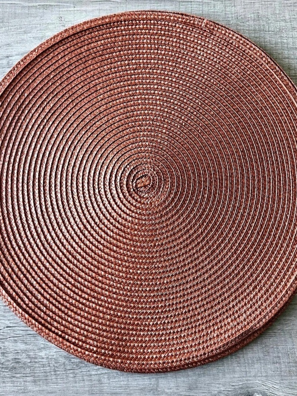 Set of 4 Round Woven Placemats Terracota color